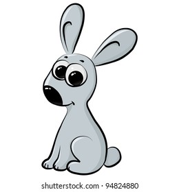 cute little bunny, cartoon, isolated on white background