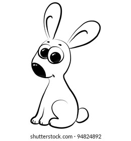 cute little bunny cartoon, line art, coloring