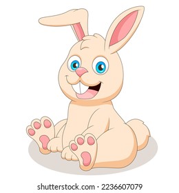Cute little bunny cartoon sitting. Vector illustration