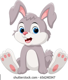 Cute Little Bunny Cartoon Sitting 