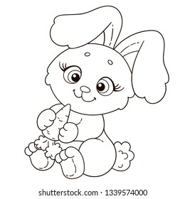 Cute little bunny. Coloring book page for children.