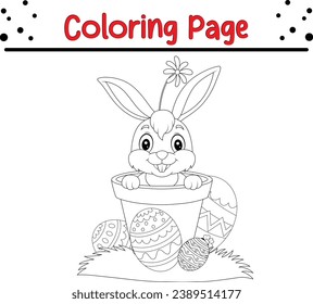 Cute little bunny coloring page. Easter coloring book for kids