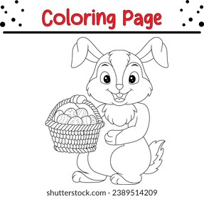Cute little bunny coloring page. Easter coloring book for kids