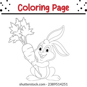 Cute little bunny coloring page. Easter coloring book for kids