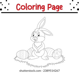Cute little bunny coloring page. Easter coloring book for kids
