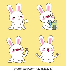 Cute Little Bunny Drawing Cartoon, Rabbit Sticker