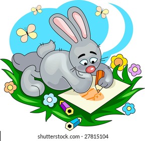 Cute little bunny drawing Easter egg