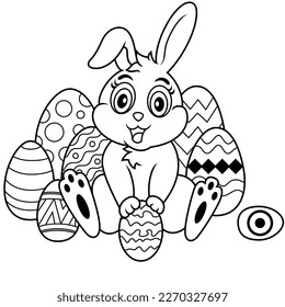 Cute little bunny with Easter egg 