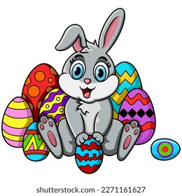 Cute little bunny with Easter egg 