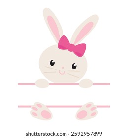 Cute little bunny Easter split monogram vector cartoon illustration
