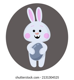 Cute little bunny with egg. Easter bunny multicolored vector clipart. Easter card, happy Easter