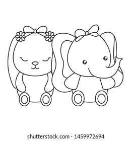 cute little bunny with elephant baby character