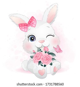 Cute little bunny with floral