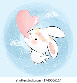 cute little bunny flying high