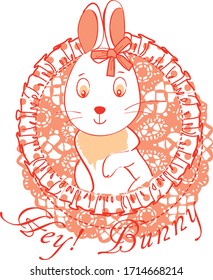 Cute little bunny girl vector character illustration