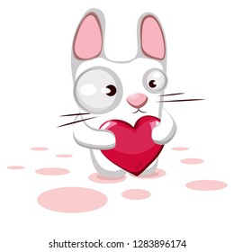 Cute little bunny with heart. cute rabbit character.