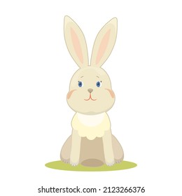 Cute little bunny illustration isolated on white background. Kids print design. Easter character.