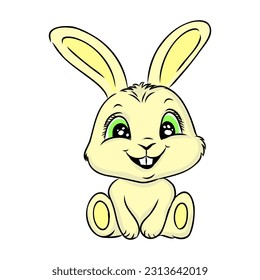 Cute little bunny isolated on white background