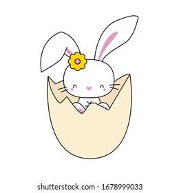 Cute little bunny mascot, can be used for Happy easter cards, invitiations, easter egg, happiness, joy EPS Vector 