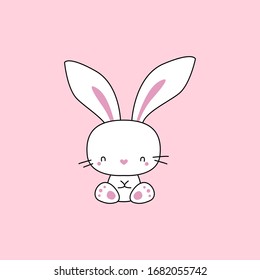 Cute little bunny mascot, can be used for Happy easter cards, invitiations, easter egg, happiness, joy EPS Vector 