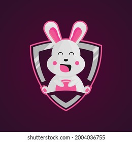 Cute little bunny mascot game e sport design template
