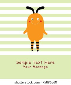 cute little bunny monster greeting card