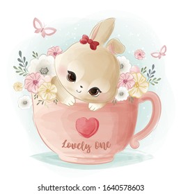 Cute Little Bunny On A Teacup