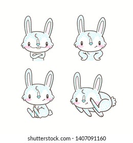 cute little bunny and rabbit cartoon doodle vector