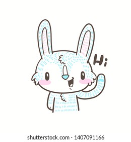 cute little bunny and rabbit cartoon doodle vector