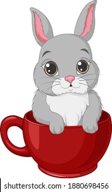 Cute little bunny in a red cup