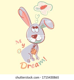 Cute little bunny vector character illustration. My dream collection