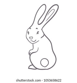 Cute little bunny. Vector ilustration isolated on white background.