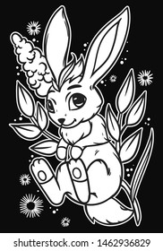 Cute little bunny.  Vector isolated illustration.