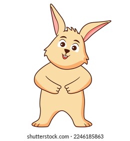 Cute little bunny..Vector flat illustration.Isolated on white background. Animal Rabbit cartoon.
