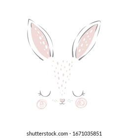 Cute little buny - vector illustration. Fun print for baby with character Bunny. 