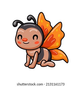 Cute little butterfly cartoon posing