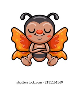 Cute little butterfly cartoon sitting