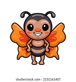 Cute little butterfly cartoon standing