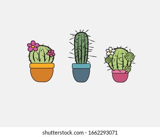 Cute little cactuces, vector illustration
