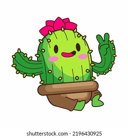 lindo pequeño cactus cartoon ilustración vectorial, vector cactus