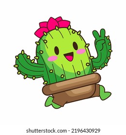 lindo pequeño cactus cartoon ilustración vectorial, vector cactus