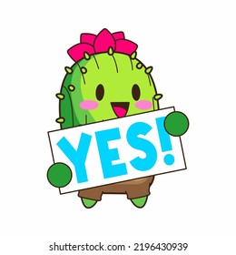 cute little cactus cartoon vector illustration, cactus vector