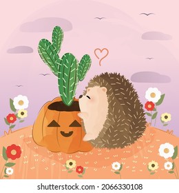 Cute Little Cactus Hedgehog's Bestfriend