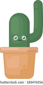 Cute little cactus, illustration, vector on white background