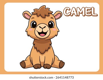 Cute little camel  happy smile cartoon illustration.