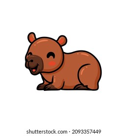 Cute little capybara cartoon lying down