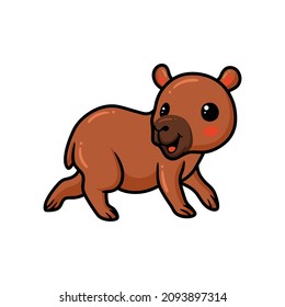 Cute little capybara cartoon posing