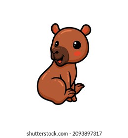 Cute little capybara cartoon sitting