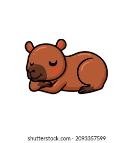 Cute little capybara cartoon sleeping