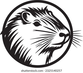 cute little Capybara Silhouette on White Background. Line art black and white illustration. Vector Animal Template for Icon, Logo Company, Symbol etc